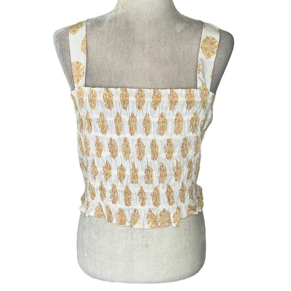 NWOT J. Crew White Smocked Crop Tank Tube Top in Gathered Floral Block Print - L - Picture 5 of 15